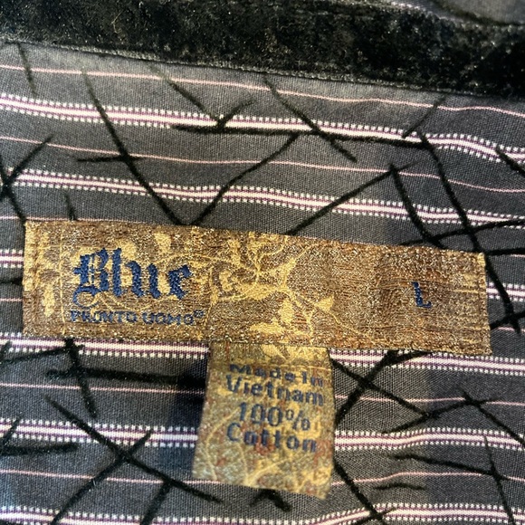 Pronto Uomo Blue Label Shirt Casual Button Down with Striped Design Blue Mix - Picture 6 of 13